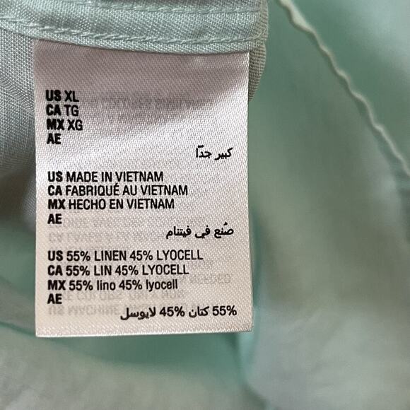 INC International Concepts Mens Linen‎ Blend Button Down Shirt XL Blue Coastal - Picture 5 of 7